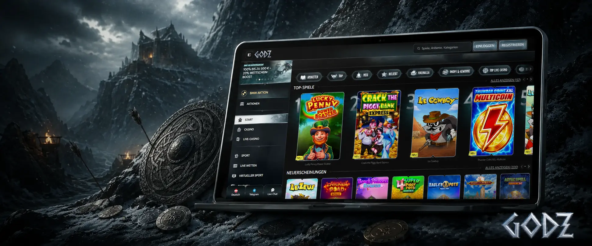 Mit Slots bei Godz Casino beginnen